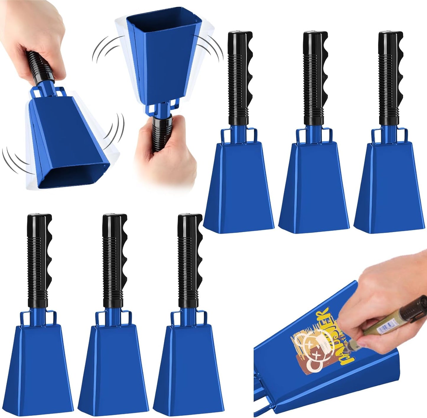 6 Pack Cowbells DIY Noise Makers for Sporting Events and More