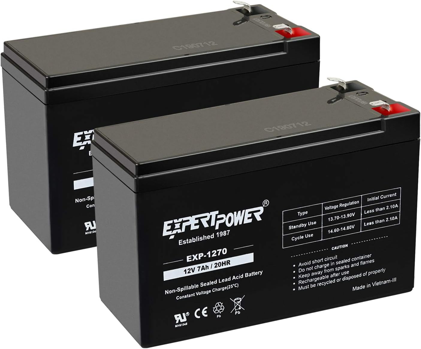 ExpertPower 12V 7AH Rechargeable SLA Battery for Various Uses