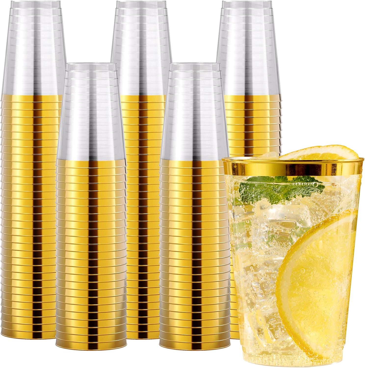 Elegant Gold Rimmed Disposable Cups for Parties and Weddings