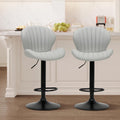 Grey Faux Leather Bar Stools Set of 2 - Adjustable Swivel Counter