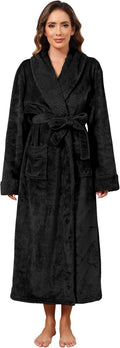 Hellomamma Long Bath Robe for Womens Plush Soft Fleece - Cozy