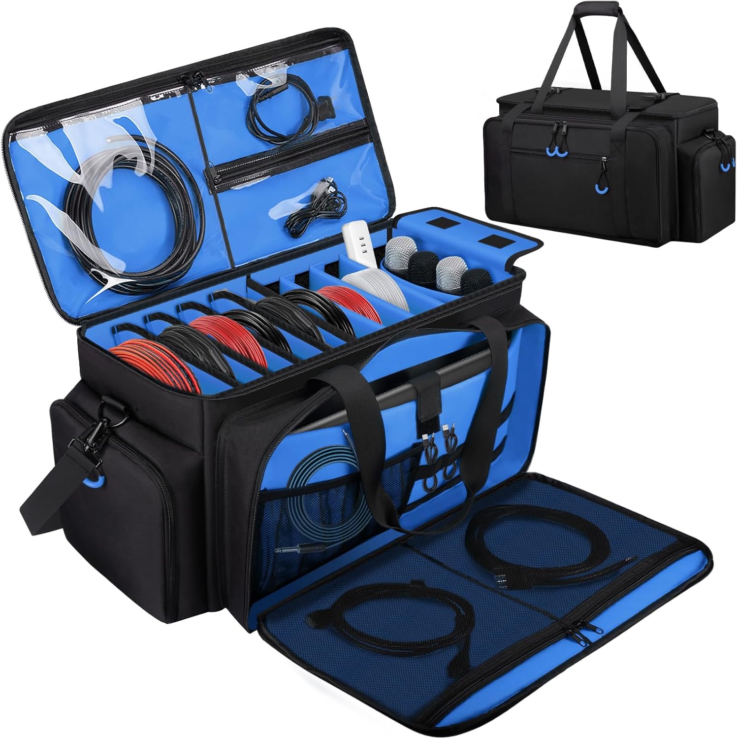 Large DJ Cable Bag with Laptop Pocket for Musicians and Gear