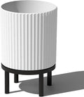 Demi Series Round Planter 11in with Acacia Wood Stand - Raised Modern