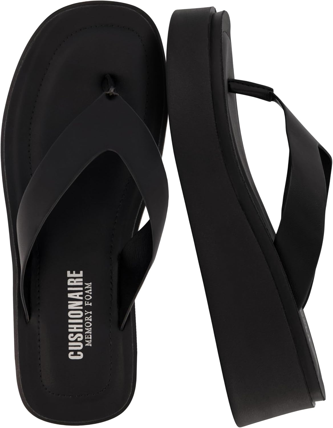 CUSHIONAIRE Women's Pippin Thong Platform Sandal with Memory Foam