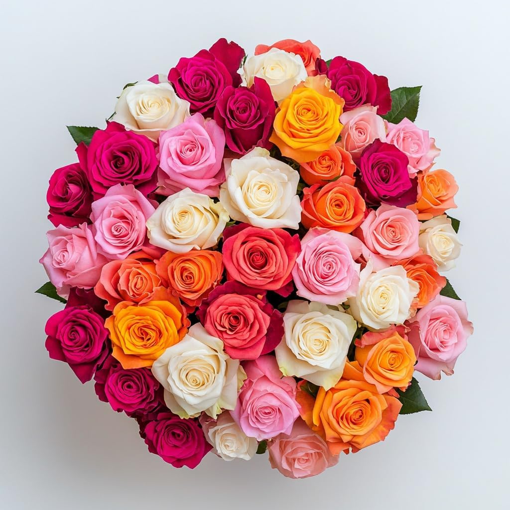 GlobalRose 50 Assorted Roses Bouquet for Special Occasions