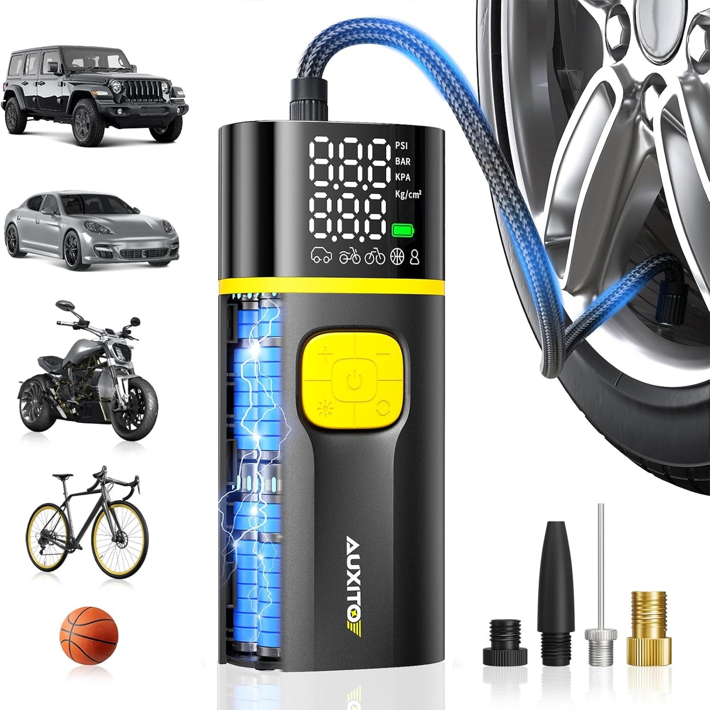 AUXITO A502 Portable Tire Inflator - Efficient Air Pump with LED Light