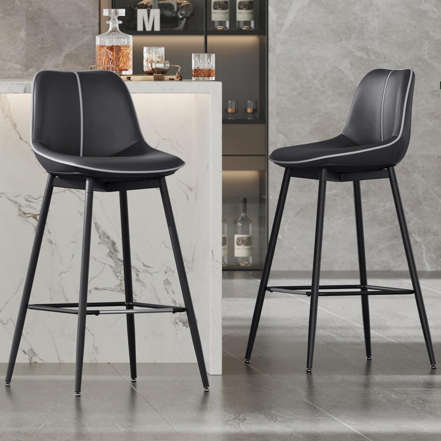 Stylish Bar Stools Set of 2 with Ergonomic Backrest and Comfort
