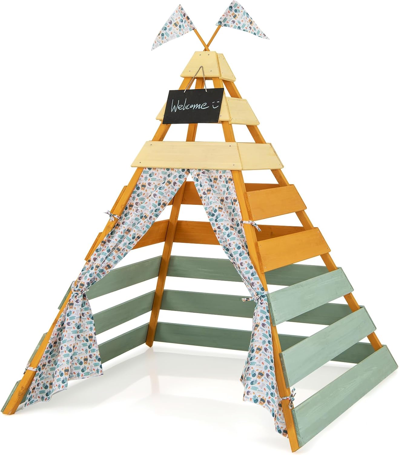 HONEY JOY Teepee Tent: Inspire Creativity with Chalkboard & Flags