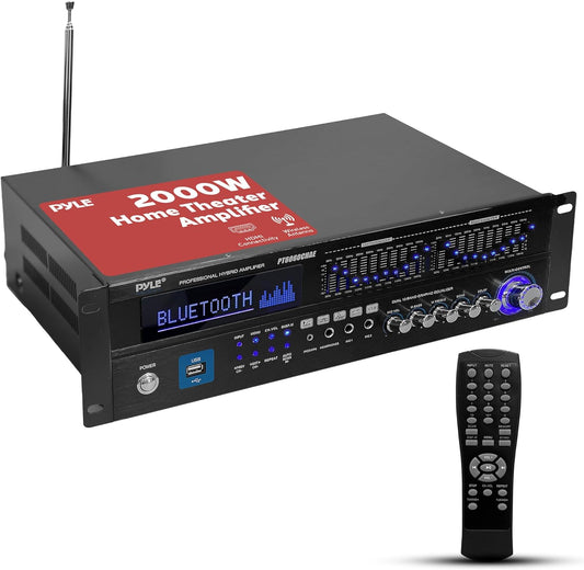 High-Performance 6-Channel 2000W Home Amplifier with Dual 10 Band EQ - Pyle PT6060CHAE