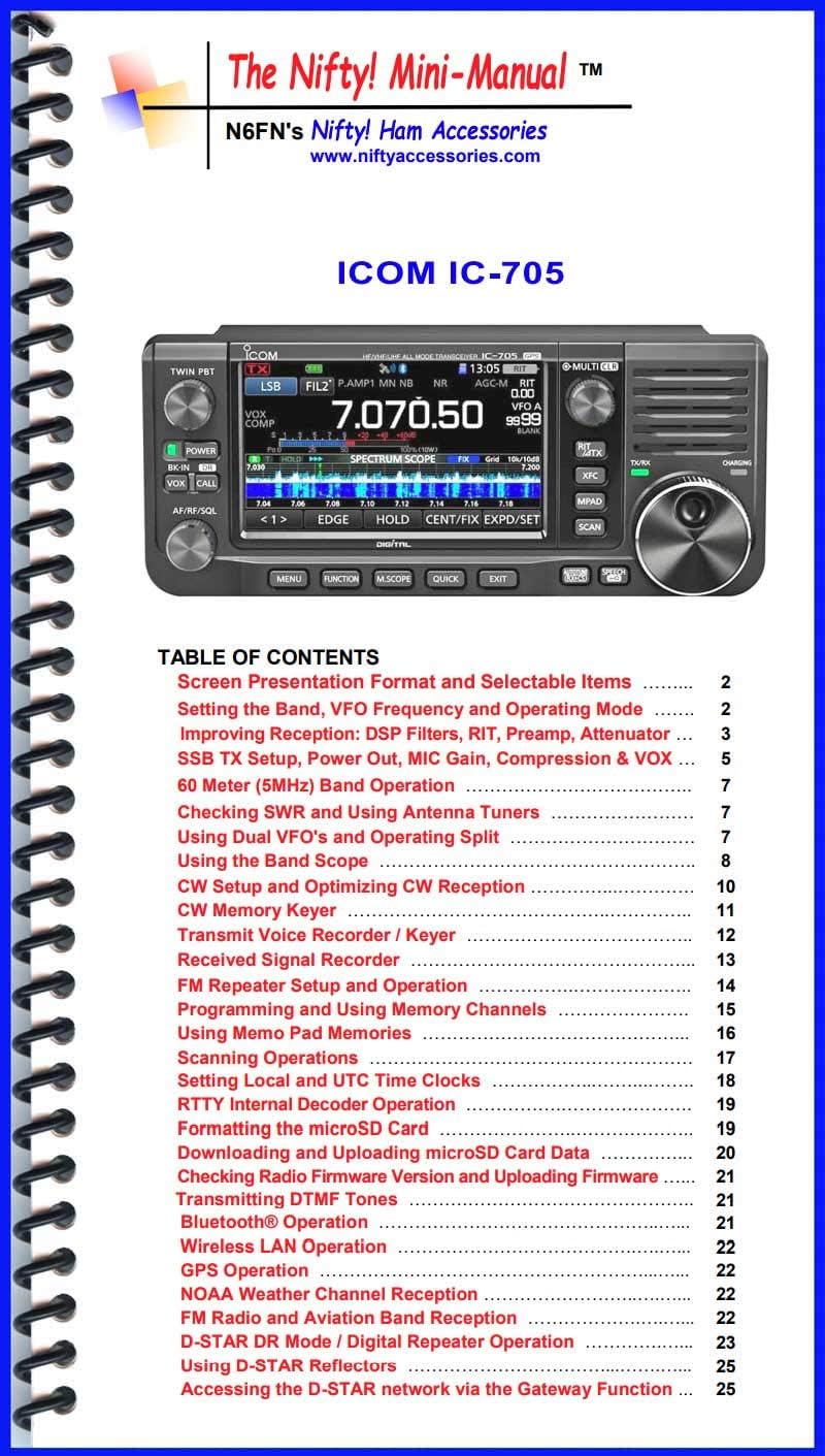 Icom IC-705 Mini-Manual for Enhanced User Experience