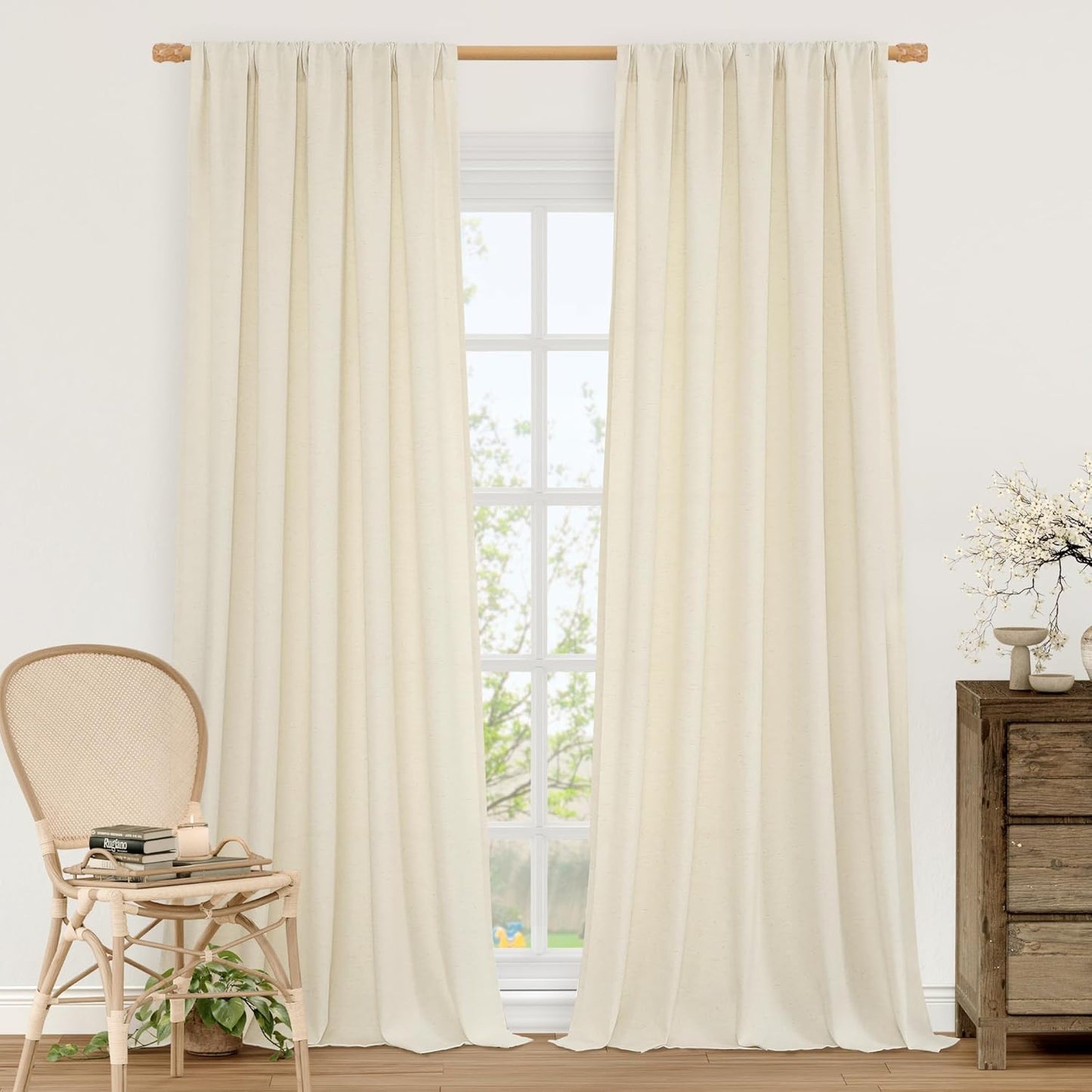 LAMIT Natural Beige Linen Curtains for Elegant Home Decor