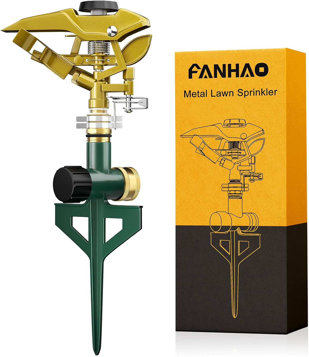 FANHAO Heavy Duty Pulsating Lawn Sprinkler for Large Areas