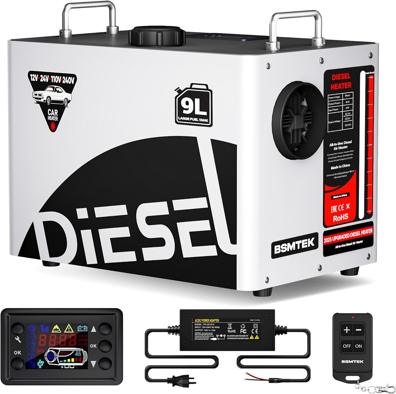 9L Large Diesel Heater for Trucks, RVs, and Homes - 8KW Power