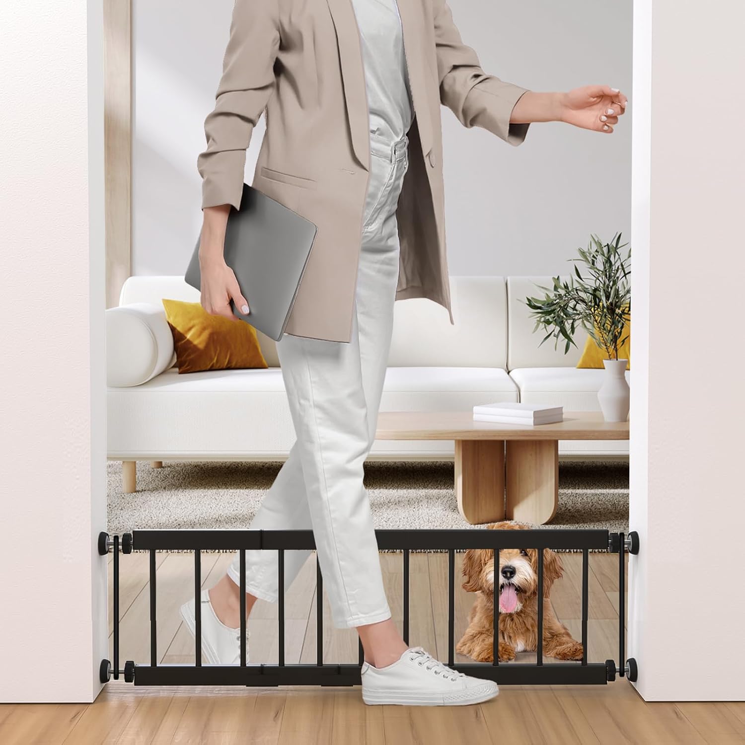 Adjustable Extra Wide Metal Dog Gate for Small Pets - 10in Tall