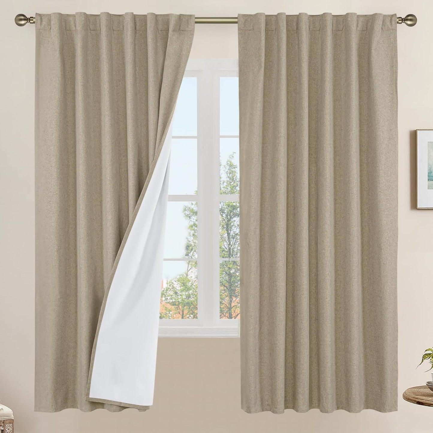 100% Blackout Natural Linen Curtains for Elegant Home Decor