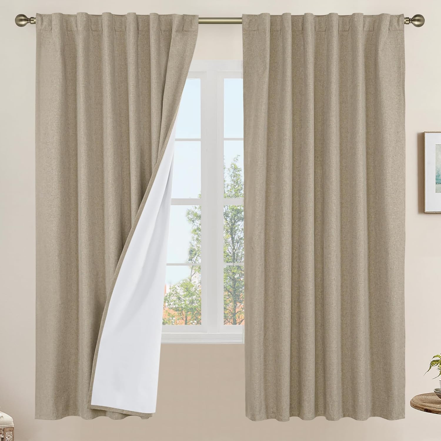 100% Blackout Natural Linen Curtains for Elegant Home Decor
