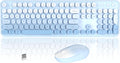 Colorful Wireless Keyboard and Mouse Combo Blue Gradient - Retro Round