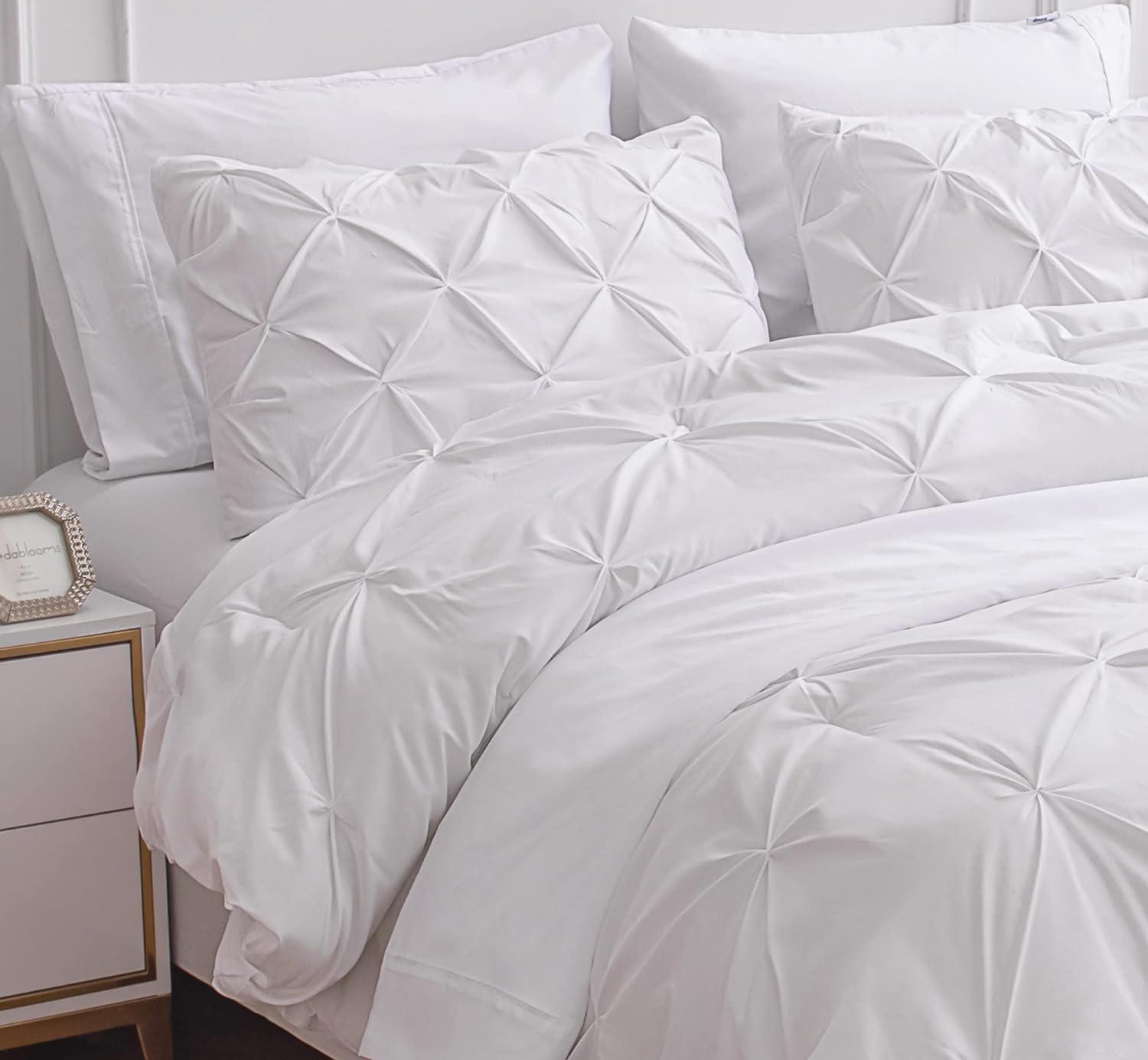 LANE LINEN White Comforter Set with Sheets - 7 Piece Queen Set