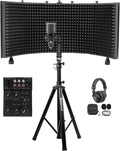 RockMix 5 Channel Pro Mixer Bundle - Compact USB Mixer with Mic Kit