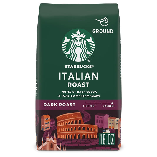 Starbucks Italian Roast Ground Coffee, Bold Dark Roast, 100% Arabica, 18 oz
