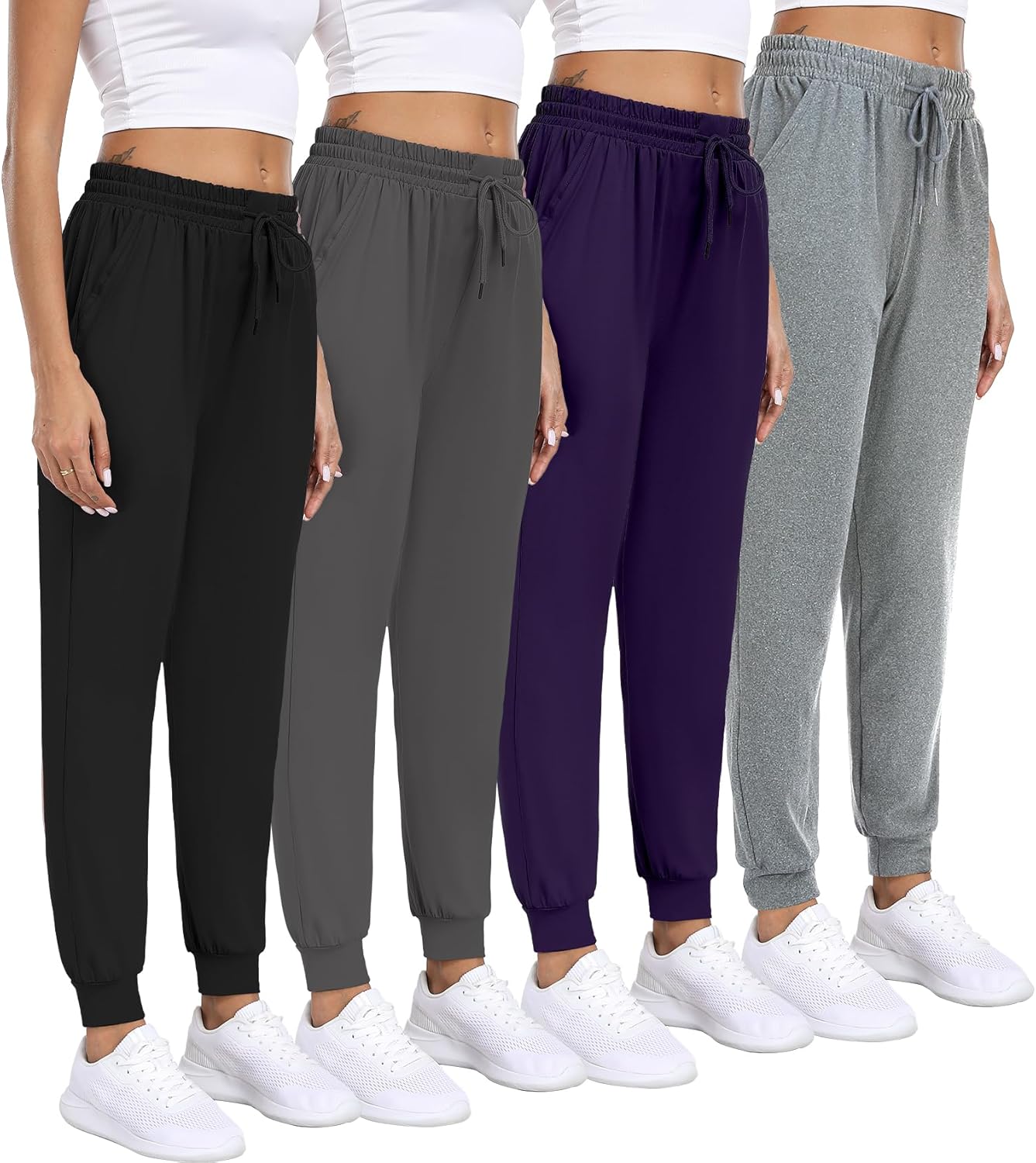 Women Joggers with Pockets for Comfort and Style in 4 Pack