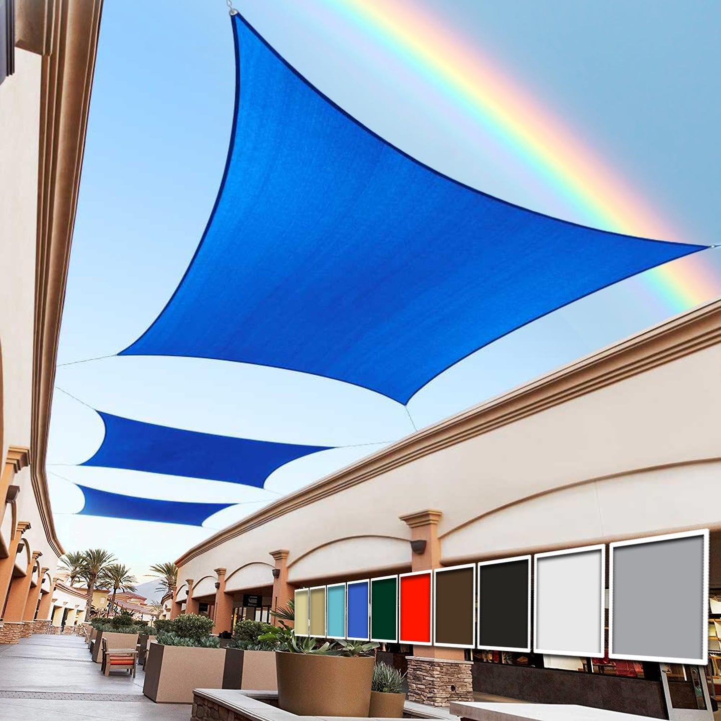 Custom Size 8ft x 10ft Blue Shade Sail for UV Protection