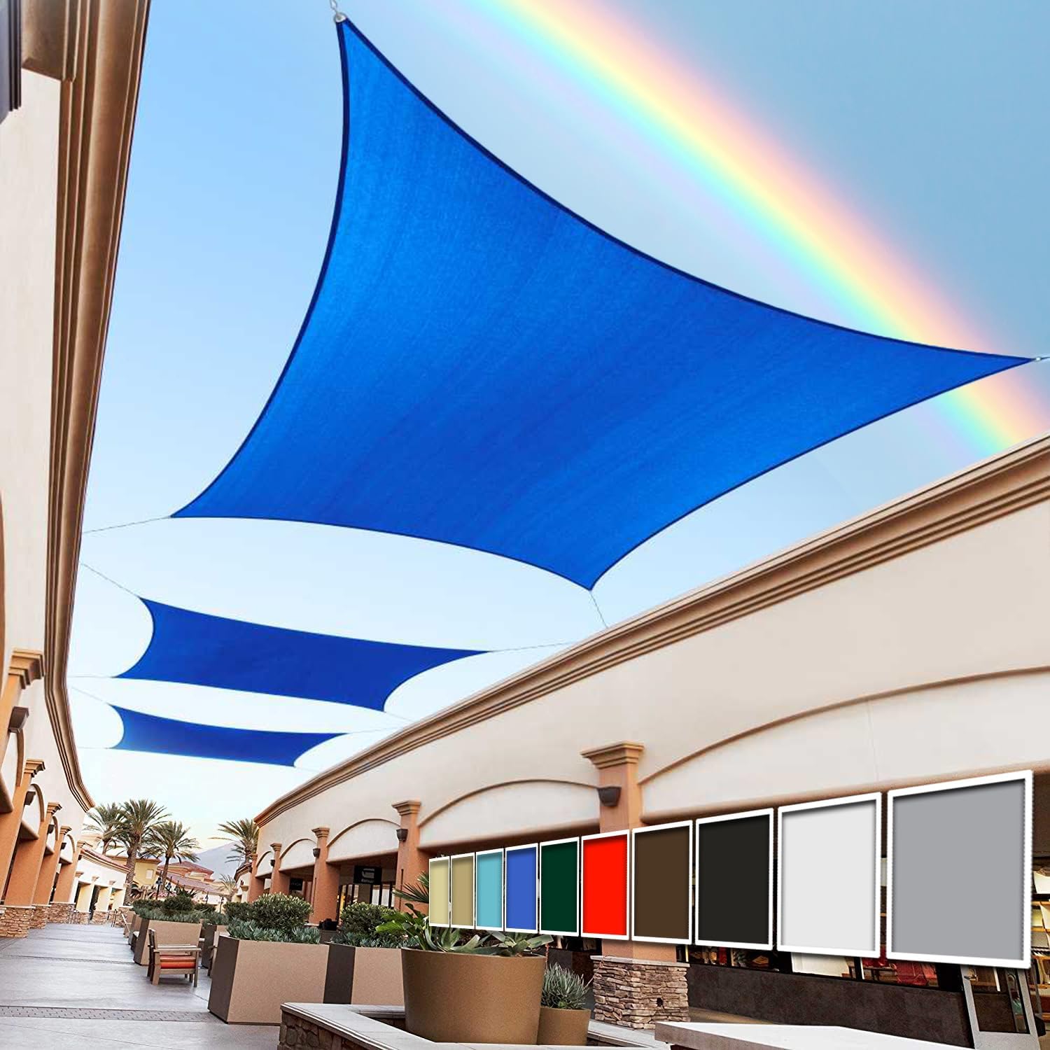Royal Shade 14ft x 20ft Blue Rectangle Sun Shade Sail for Patio