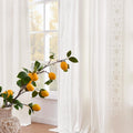 Weslie White Linen Curtains 63 in - Vintage Floral Farmhouse Drapes