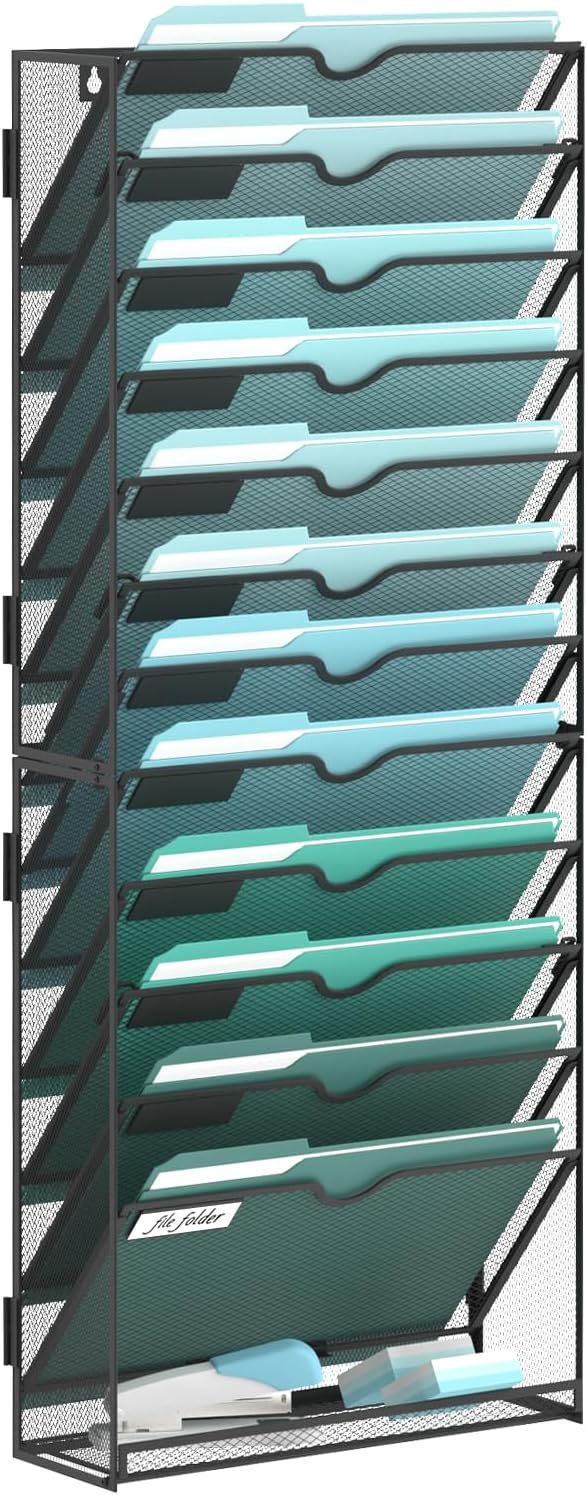 SUPEASY 13-Tier Wall File Organizer for Papers and Magazines