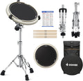 Drum Practice Pad & Stand Kit with 12ft Silent Marching Pad - Portable