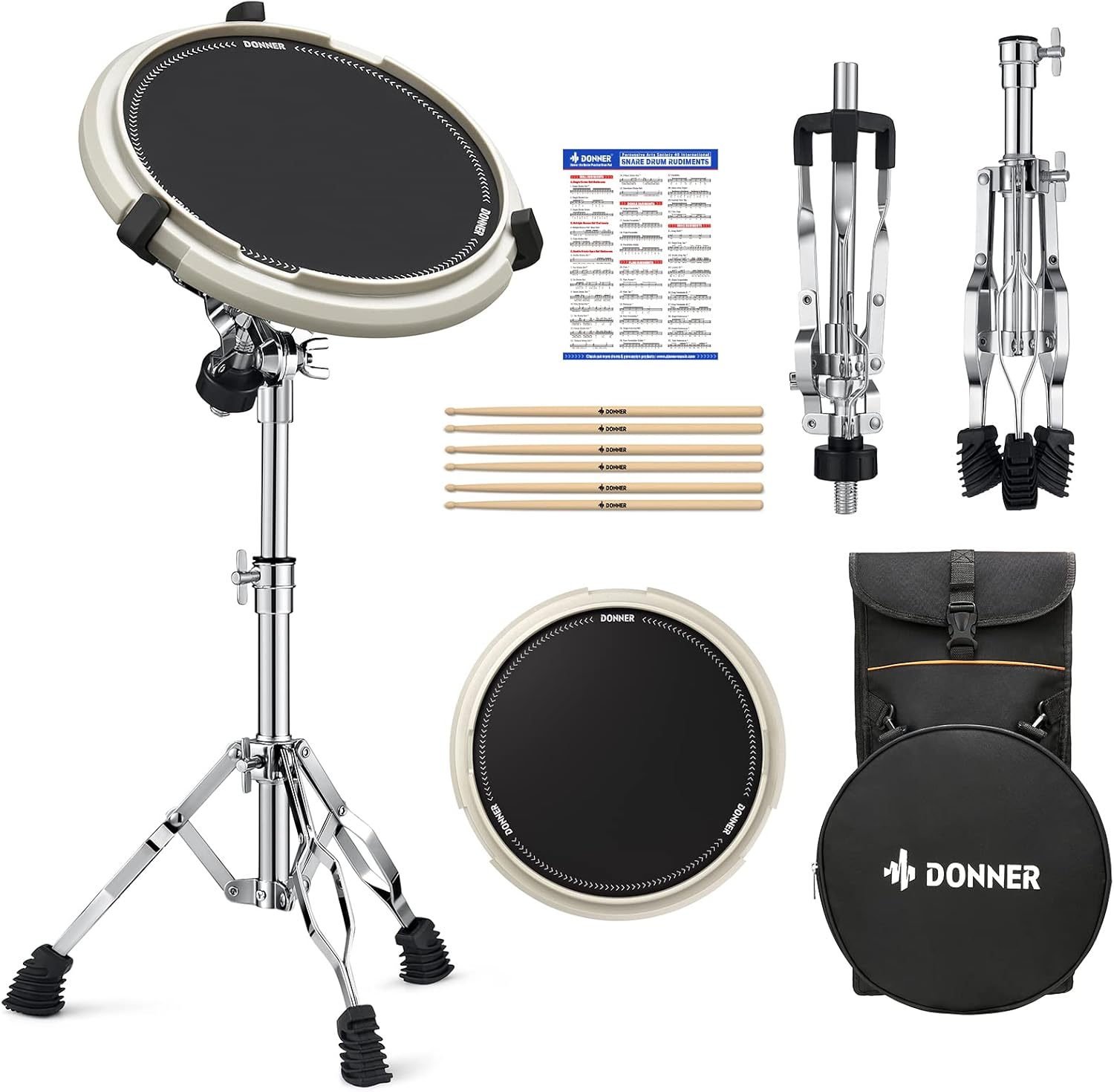 Donner Drum Practice Pad & Stand Kit for All Skill Levels