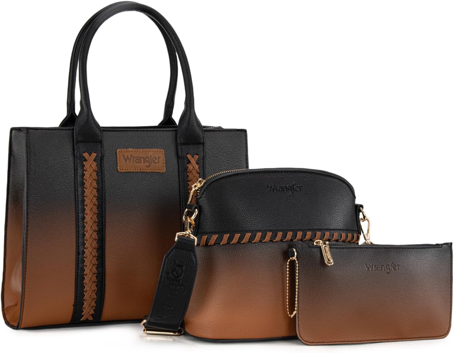 Wrangler 3Pcs Purses Set: Stylish Tote, Crossbody & Wallet
