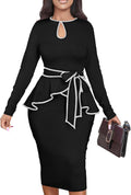 Women's Bodycon Vintage Peplum Dress - Elegant Work Pencil Dress