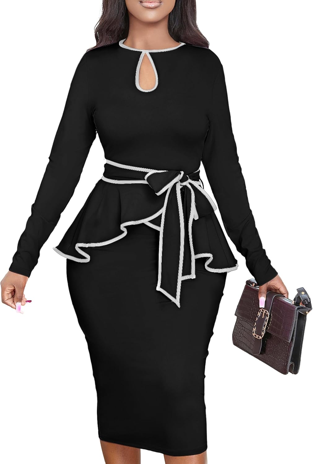 Elegant Women's Bodycon Vintage Peplum Dresses for Work & Office