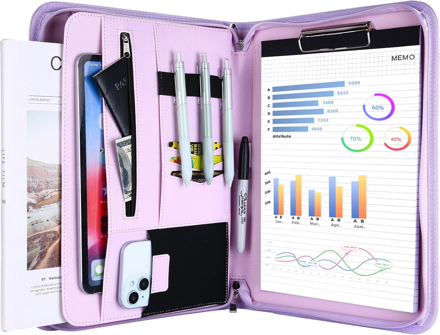 ProCase Portfolio Business Padfolio with Zipper for Professionals