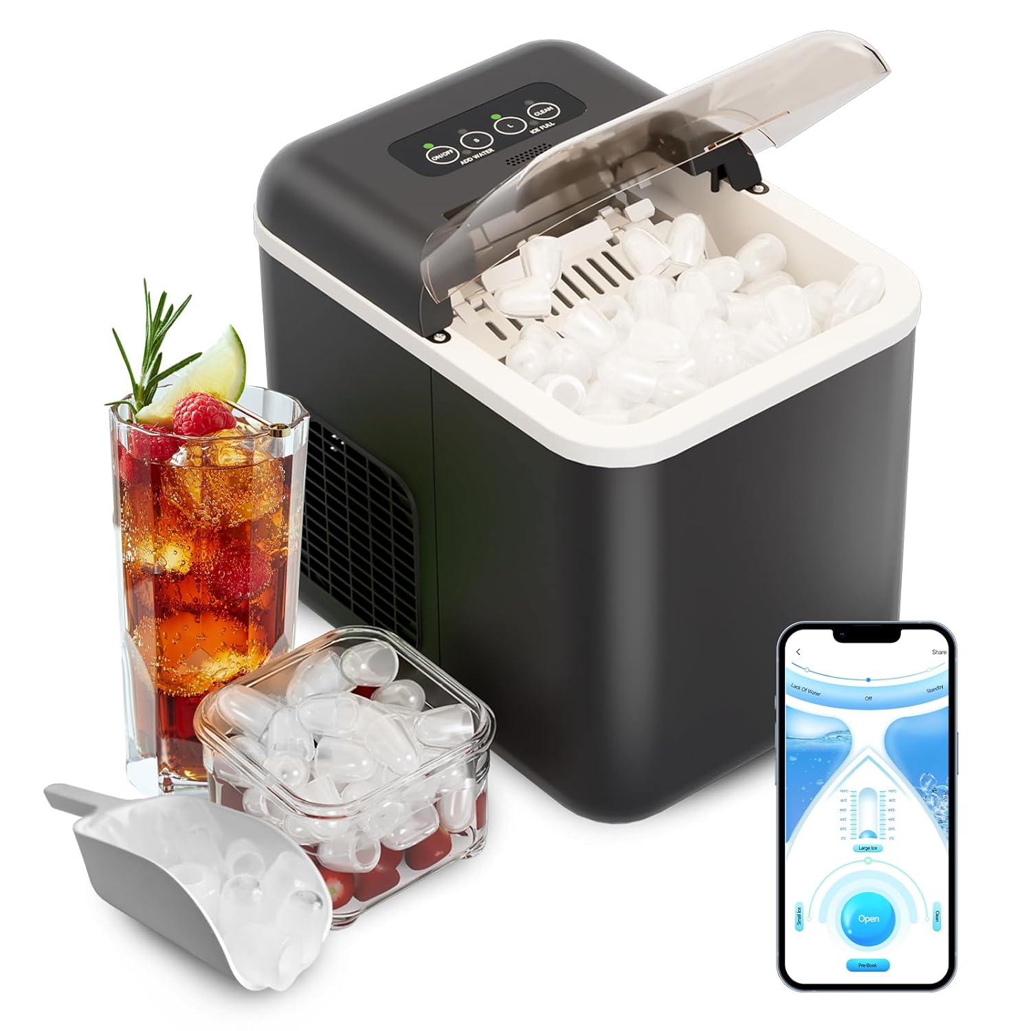 Nugget Ice Maker: Fast & Portable App-Controlled