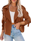 Women Crop Double Breasted Trench Coat - Tailored Short Jacket