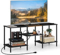 Black TV Stand w/ Storage & Power Outlets - Media Console for 50 TV
