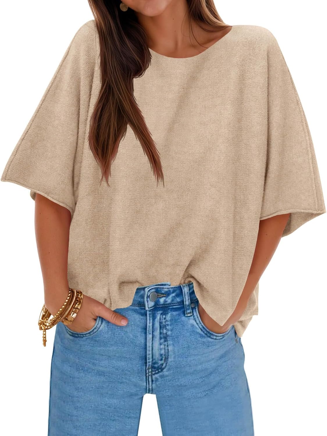 Cicy Bell Womens Half Sleeve Sweaters for Trendy Casual Style