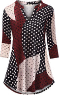 Womens Tunics Notch V Neck Tops 3/4 Sleeve Tunic - Flattering Coverup