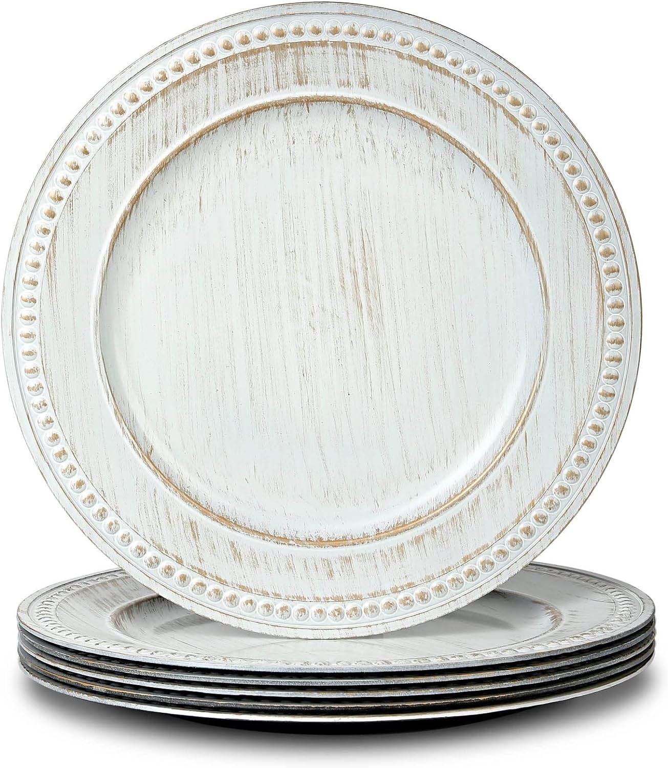 Elegant Set of 6 Beaded Charger Plates for Weddings