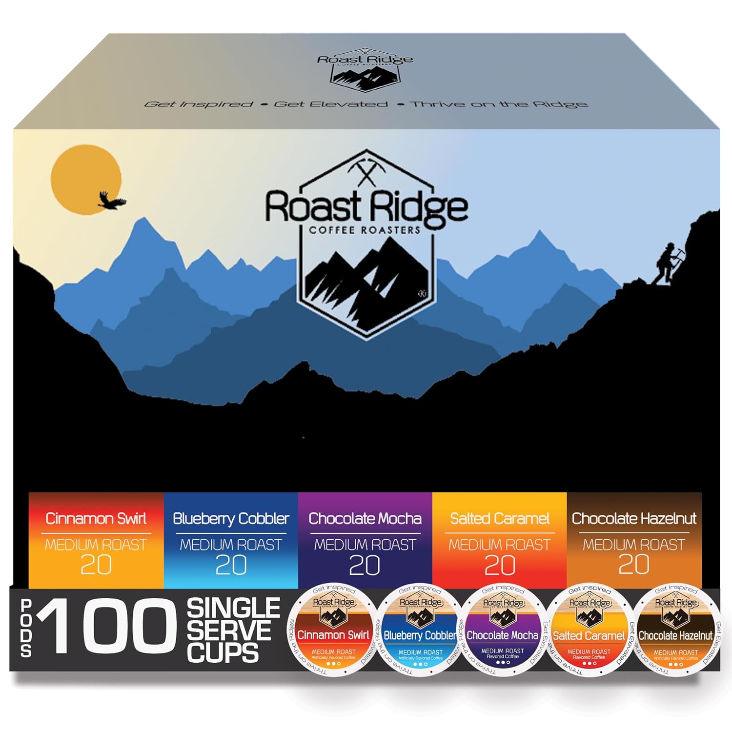 Roast Ridge Single Serve Coffee Pods Variety Pack for K-Cup Brewers
