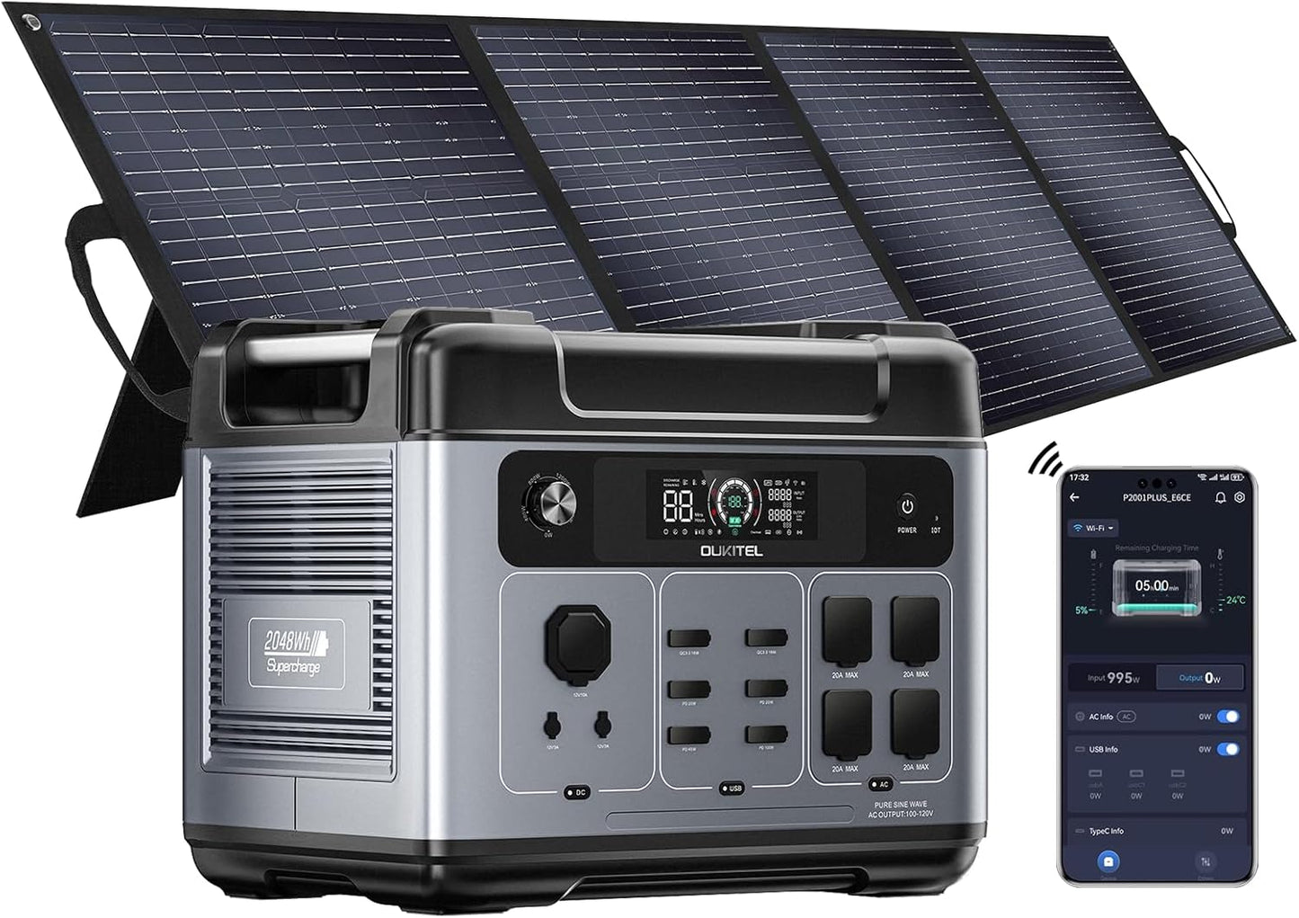 Portable Solar Power Station: OUKITEL P2001 Plus 2400W