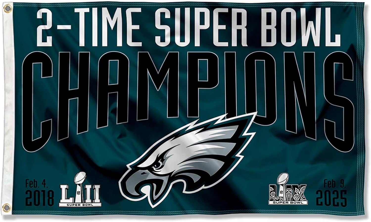 Philadelphia Eagles 2 Time Super Bowl Champions Flag 3x5 Feet