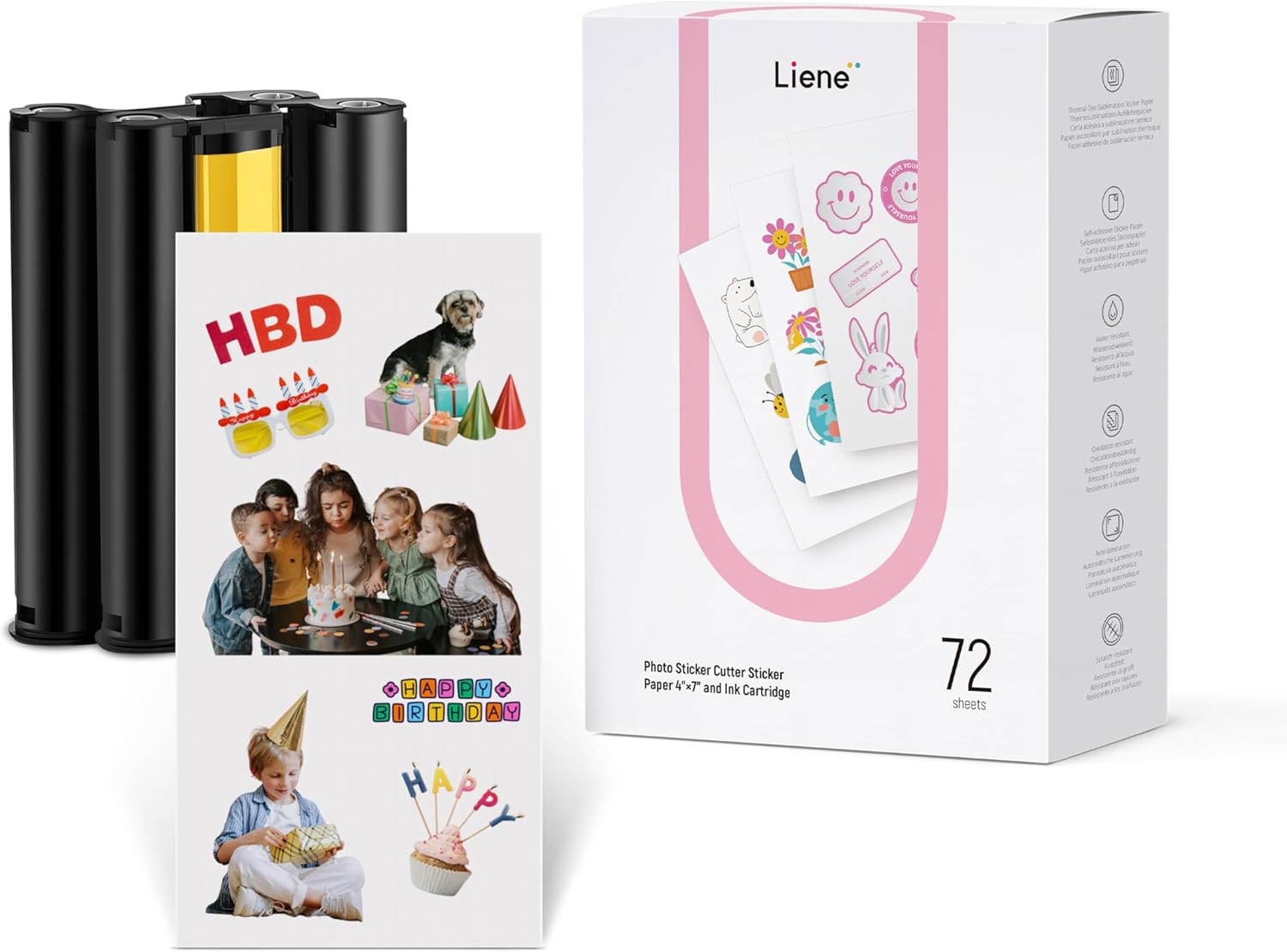 Liene Photo Paper Kit: Dye-Sub 4x7 Sheets, Refills, Oxidation-Proof