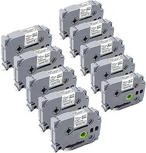 10-Pack Brother P-Touch Label Tape 12mm TZe-231 for Label Makers