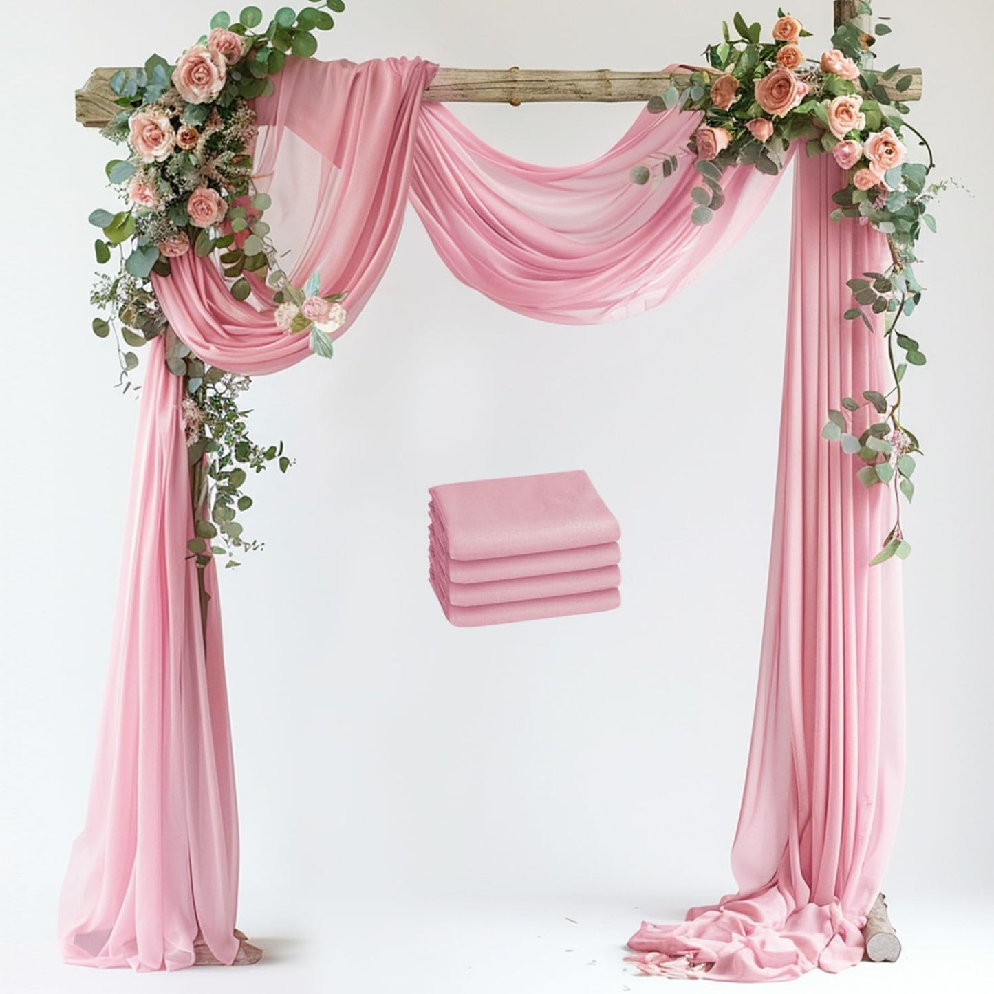 Wedding Arch Draping Fabric 4 Panels Blush Pink Sheer Chiffon