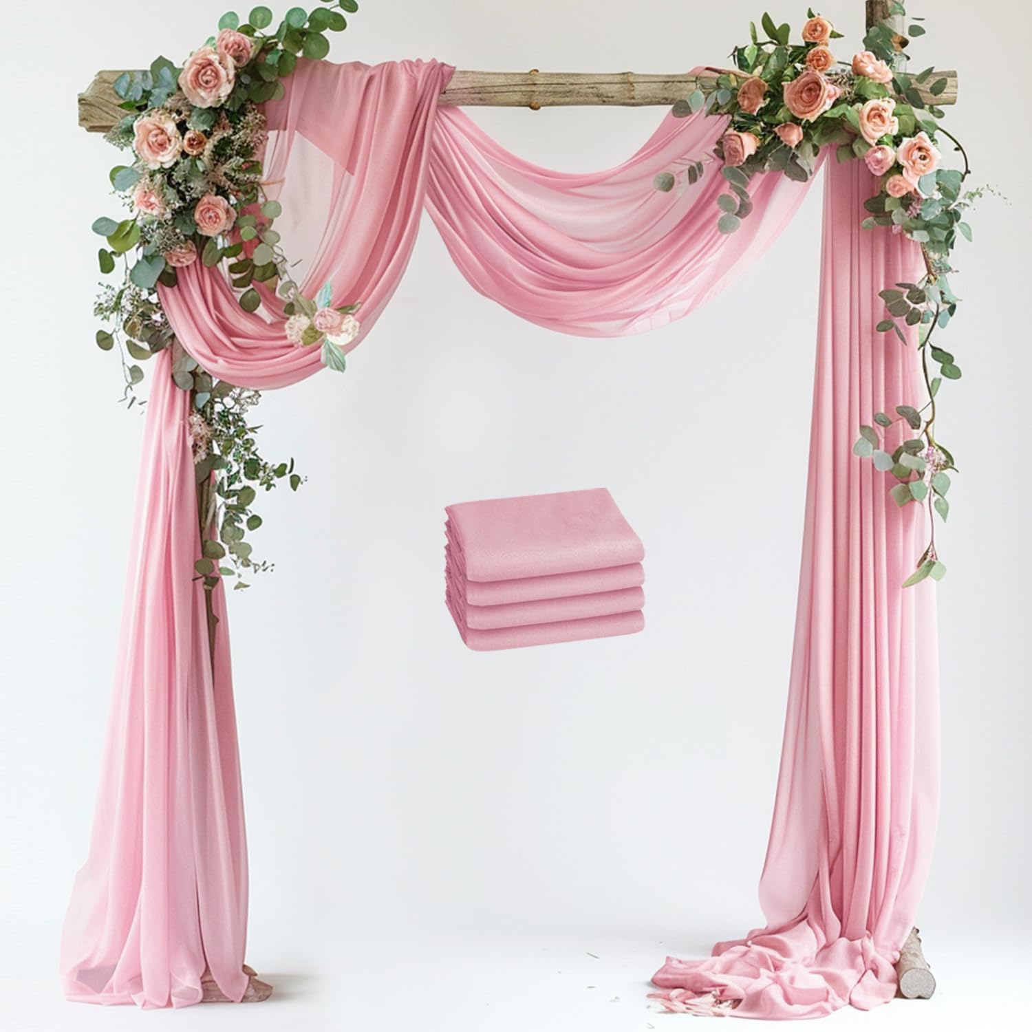 Wedding Arch Draping Fabric 4 Panels Blush Pink Sheer Chiffon