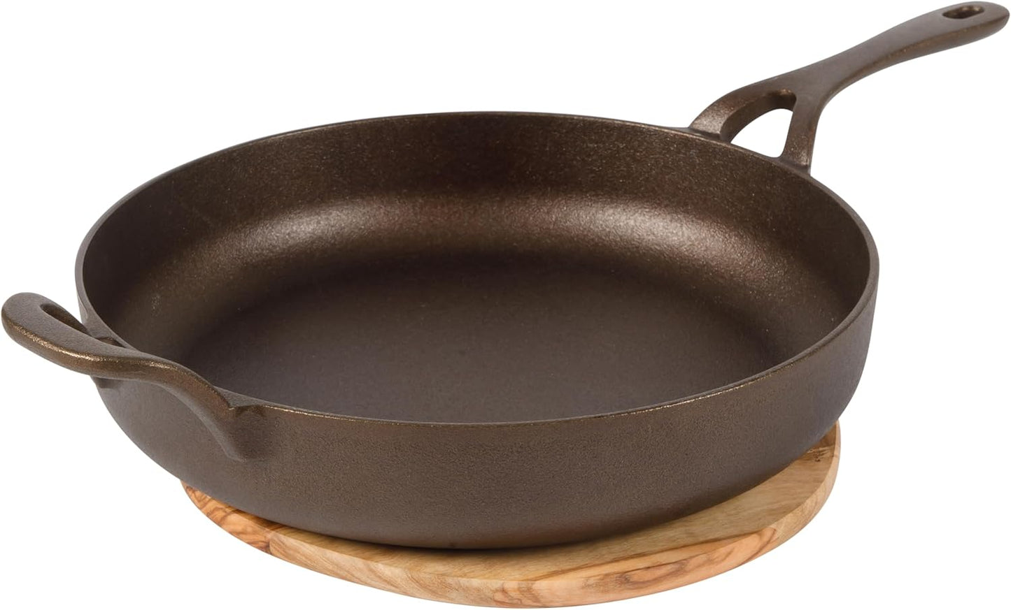 Natural Bronze Finish 12in Cast Iron Skillet with Trivet