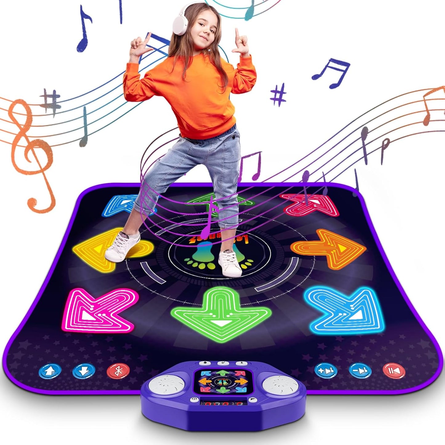 Light Up Dance Mat Toys for Kids with Bluetooth & 5 Modes